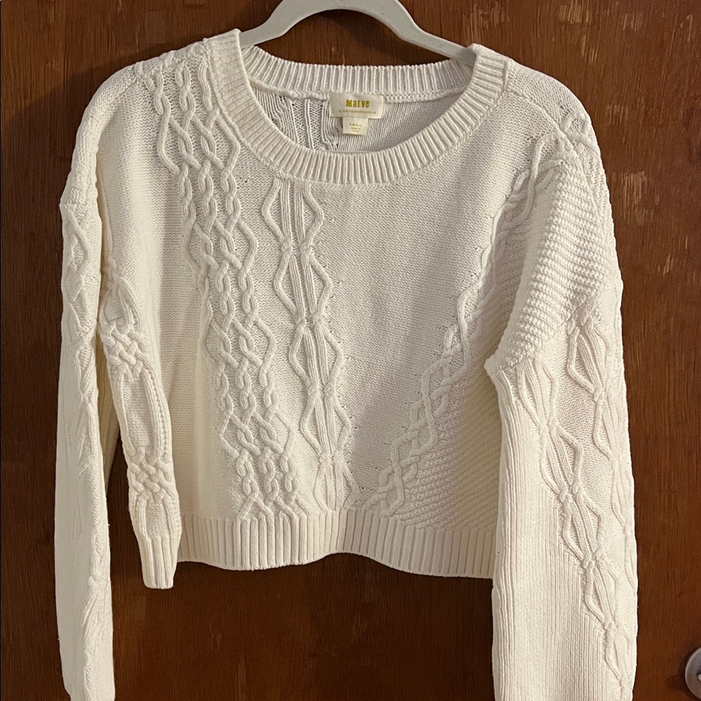 Maeve Ivory Cable Knit Sweater